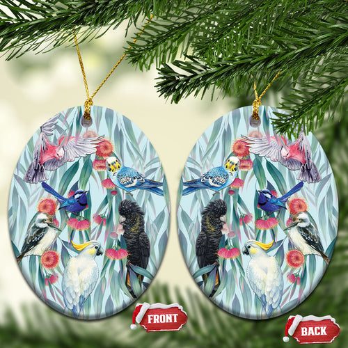 National Bird Week - Aussie Birds on Eucalyptus Ceramic Ornament Sky Blue
