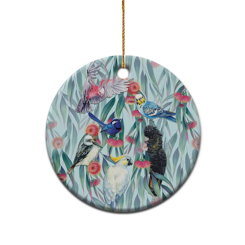 National Bird Week - Aussie Birds on Eucalyptus Ceramic Ornament Sky Blue