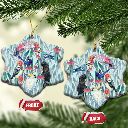 National Bird Week - Aussie Birds on Eucalyptus Ceramic Ornament Sky Blue