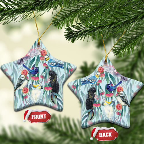 National Bird Week - Aussie Birds on Eucalyptus Ceramic Ornament Sky Blue
