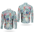 National Bird Week - Aussie Birds on Eucalyptus Couples Matching Mermaid Dress and Long Sleeve Button Shirt Sky Blue
