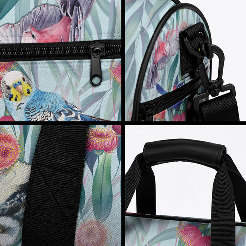 National Bird Week - Aussie Birds on Eucalyptus Duffle Bag Sky Blue