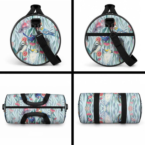 National Bird Week - Aussie Birds on Eucalyptus Duffle Bag Sky Blue