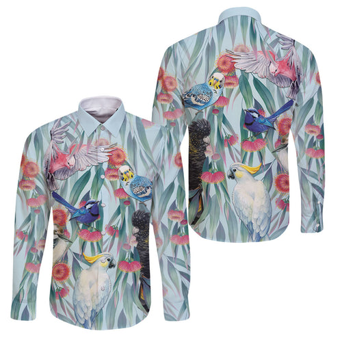 National Bird Week - Aussie Birds on Eucalyptus Family Matching Mermaid Dress and Hawaiian Shirt Sky Blue