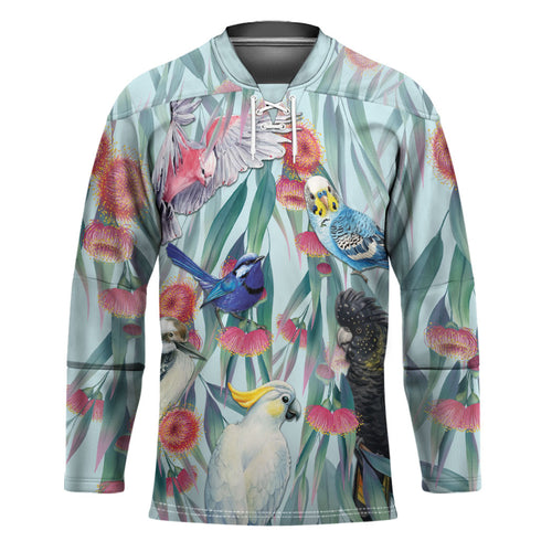 National Bird Week - Aussie Birds on Eucalyptus Hockey Jersey Sky Blue