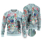 National Bird Week - Aussie Birds on Eucalyptus Ugly Christmas Sweater Sky Blue