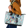 National Bird Week - Aussie Birds on Eucalyptus Leather Tote Bag Sky Blue