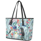 National Bird Week - Aussie Birds on Eucalyptus Leather Tote Bag Sky Blue