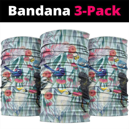 National Bird Week - Aussie Birds on Eucalyptus Neck Gaiter Sky Blue