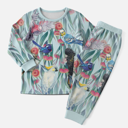National Bird Week - Aussie Birds on Eucalyptus Christmas Pajama Set Sky Blue