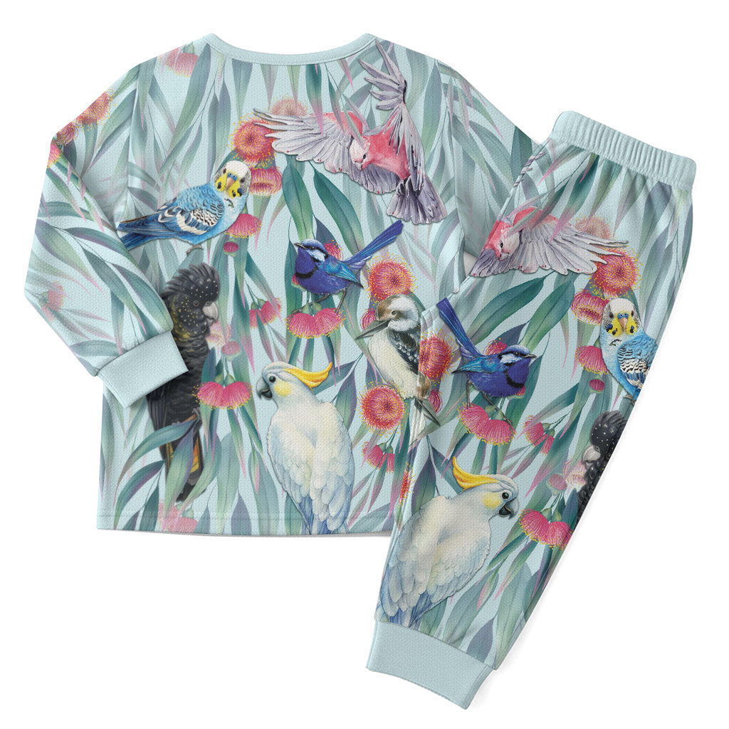 National Bird Week - Aussie Birds on Eucalyptus Christmas Pajama Set Sky Blue