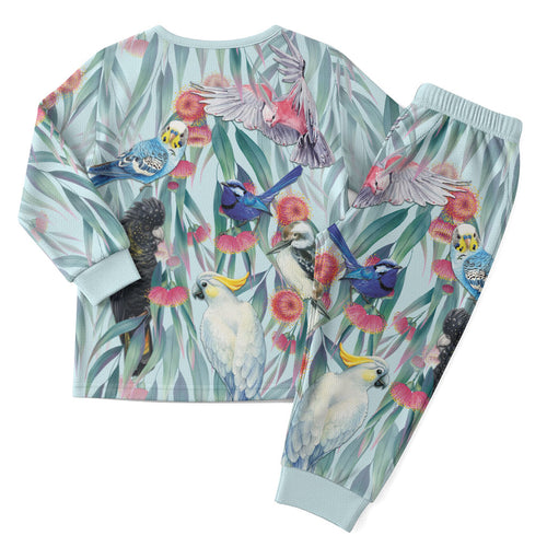 National Bird Week - Aussie Birds on Eucalyptus Christmas Pajama Set Sky Blue