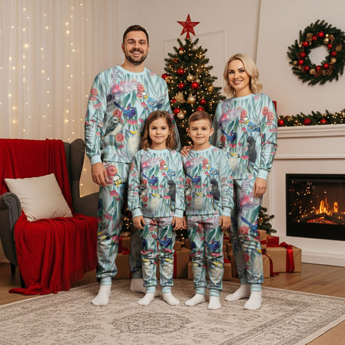 National Bird Week - Aussie Birds on Eucalyptus Christmas Pajama Set Sky Blue