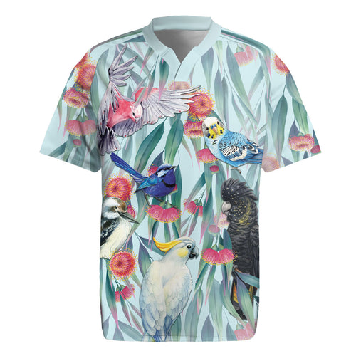 National Bird Week - Aussie Birds on Eucalyptus Rugby Jersey Sky Blue
