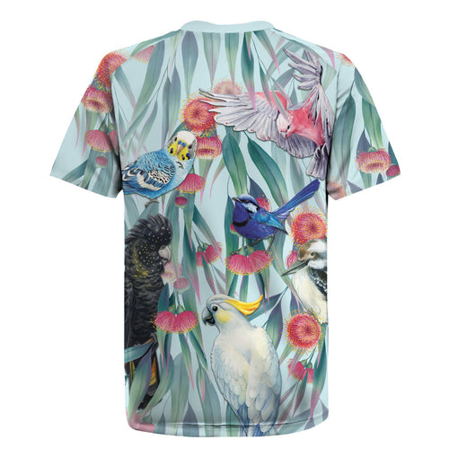 National Bird Week - Aussie Birds on Eucalyptus Rugby Jersey Sky Blue