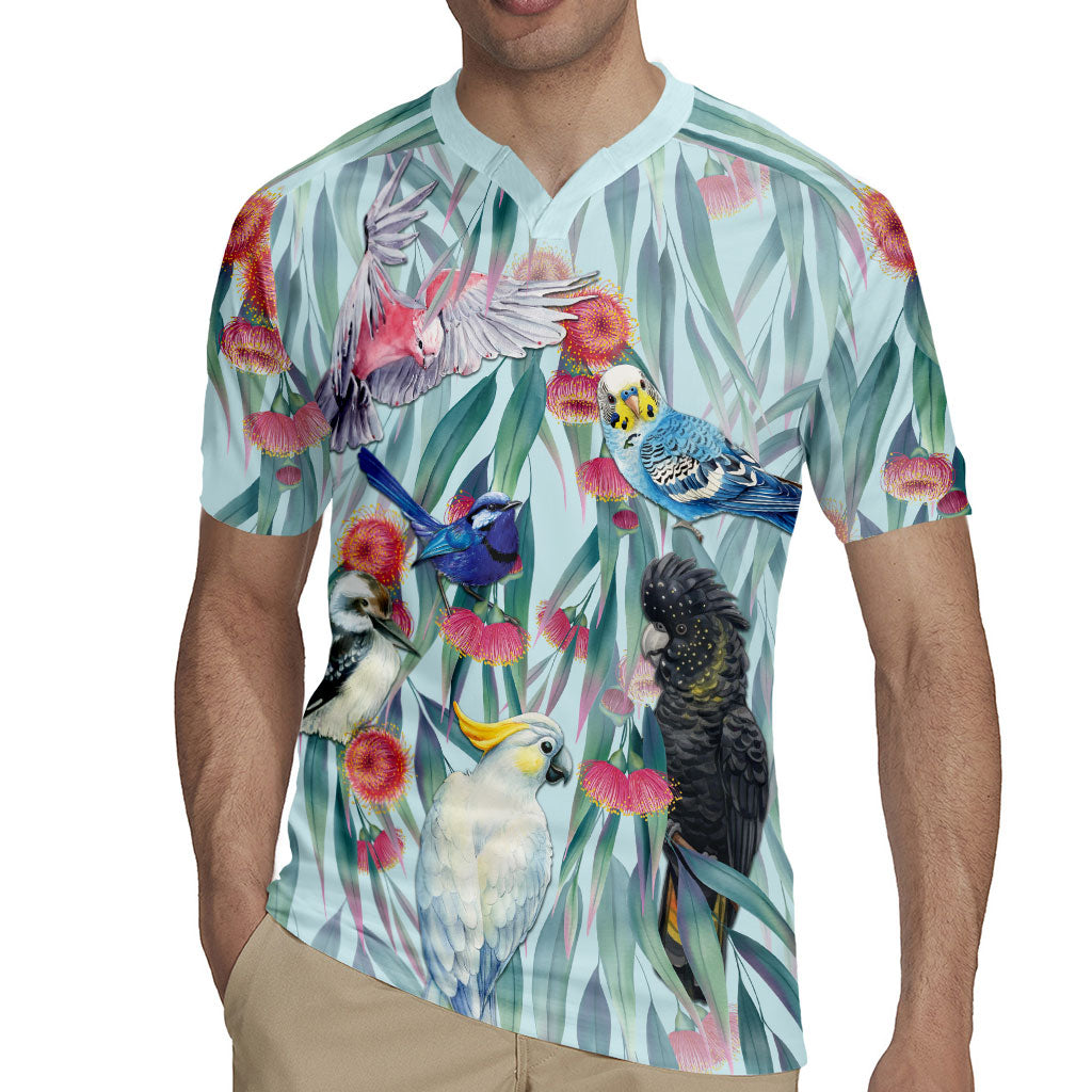 National Bird Week - Aussie Birds on Eucalyptus Rugby Jersey Sky Blue