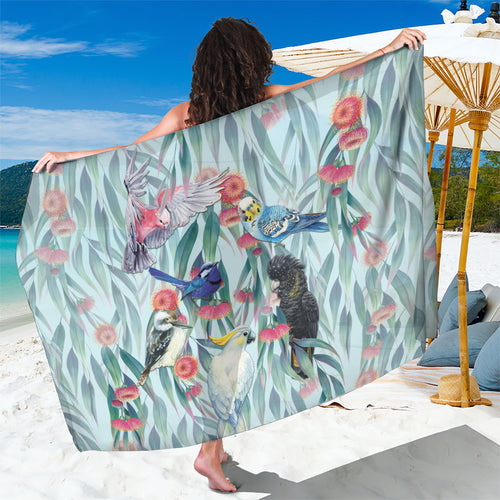 National Bird Week - Aussie Birds on Eucalyptus Sarong Sky Blue