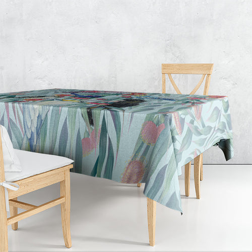 National Bird Week - Aussie Birds on Eucalyptus Tablecloth Sky Blue