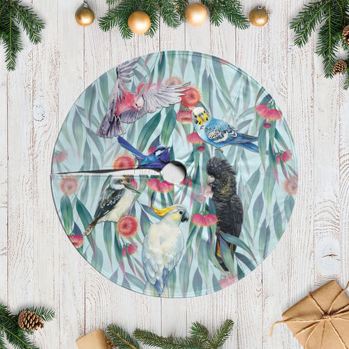 National Bird Week - Aussie Birds on Eucalyptus Tree Skirt Sky Blue