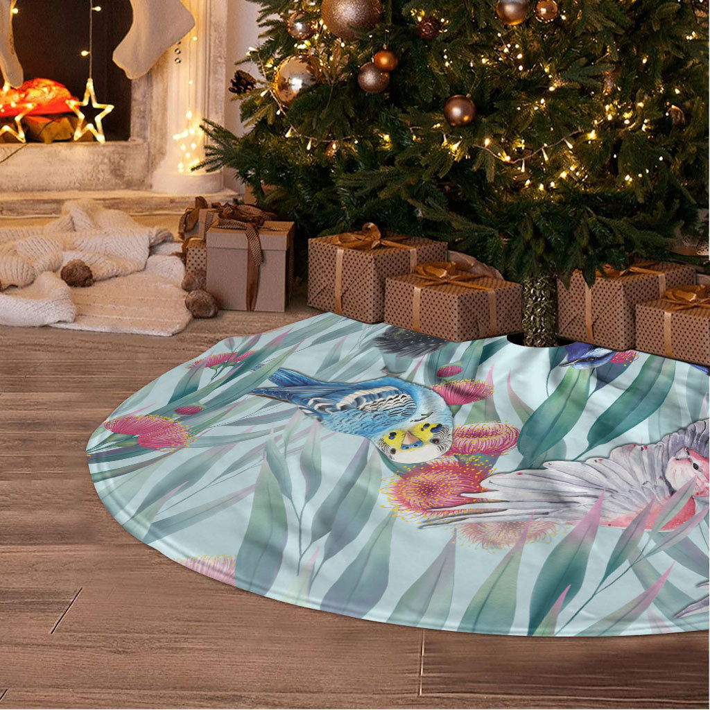 National Bird Week - Aussie Birds on Eucalyptus Tree Skirt Sky Blue