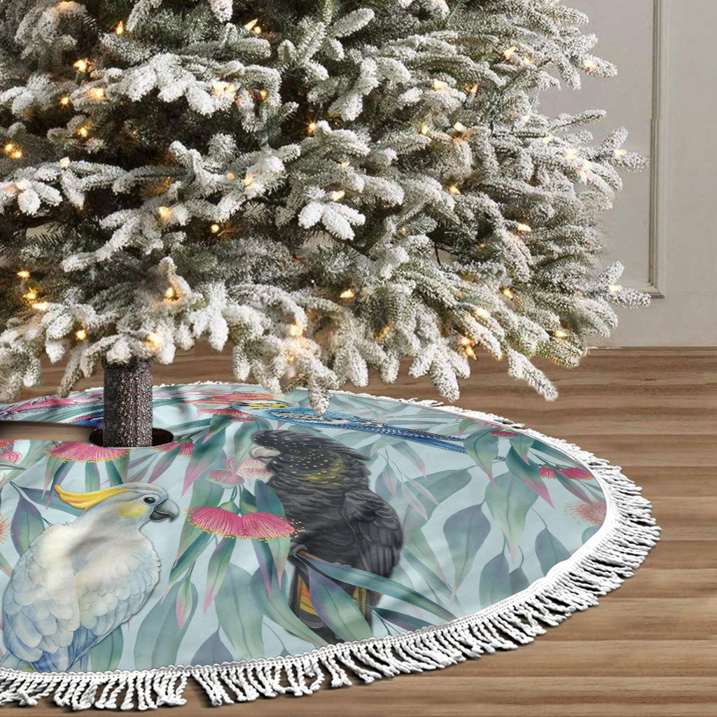 National Bird Week - Aussie Birds on Eucalyptus Tree Skirt Sky Blue
