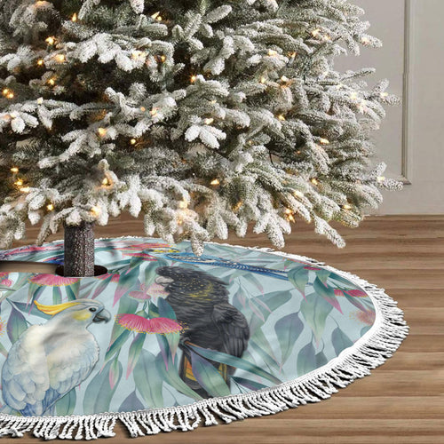 National Bird Week - Aussie Birds on Eucalyptus Tree Skirt Sky Blue