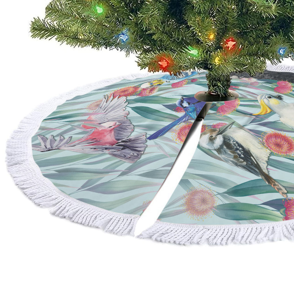 National Bird Week - Aussie Birds on Eucalyptus Tree Skirt Sky Blue