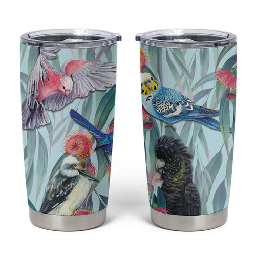 National Bird Week - Aussie Birds on Eucalyptus Tumbler Cup Sky Blue