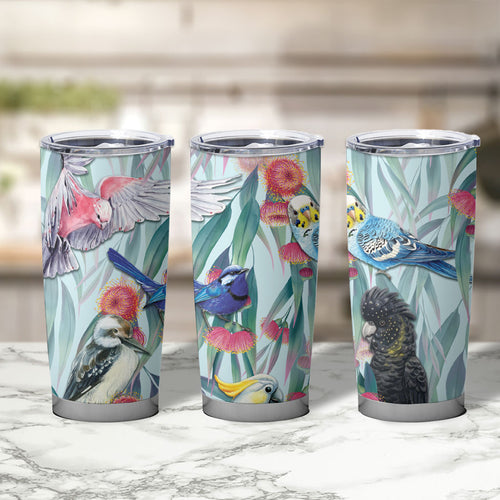 National Bird Week - Aussie Birds on Eucalyptus Tumbler Cup Sky Blue
