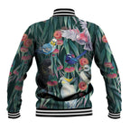 Australia Native Birds on Eucalyptus Baseball Jacket Dark Teal