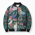 Australia Native Birds on Eucalyptus Bomber Puffer Jacket Dark Teal