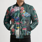 Australia Native Birds on Eucalyptus Bomber Puffer Jacket Dark Teal