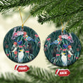Australia Native Birds on Eucalyptus Ceramic Ornament Dark Teal