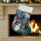 Australia Native Birds on Eucalyptus Christmas Stocking Dark Teal