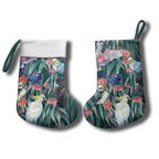 Australia Native Birds on Eucalyptus Christmas Stocking Dark Teal