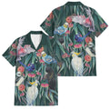 Australia Native Birds on Eucalyptus Family Matching Long Sleeve Bodycon Dress and Hawaiian Shirt Dark Teal