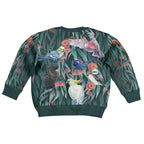 Australia Native Birds on Eucalyptus Kid Ugly Christmas Sweater Dark Teal