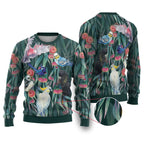 Australia Native Birds on Eucalyptus Ugly Christmas Sweater Dark Teal
