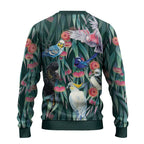 Australia Native Birds on Eucalyptus Ugly Christmas Sweater Dark Teal