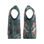 Australia Native Birds on Eucalyptus Christmas Knitted V-Neck Vest Dark Teal