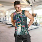 Australia Native Birds on Eucalyptus Men Tank Top Dark Teal