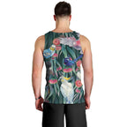 Australia Native Birds on Eucalyptus Men Tank Top Dark Teal