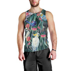Australia Native Birds on Eucalyptus Men Tank Top Dark Teal