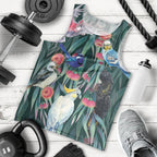 Australia Native Birds on Eucalyptus Men Tank Top Dark Teal