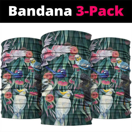 Australia Native Birds on Eucalyptus Neck Gaiter Dark Teal