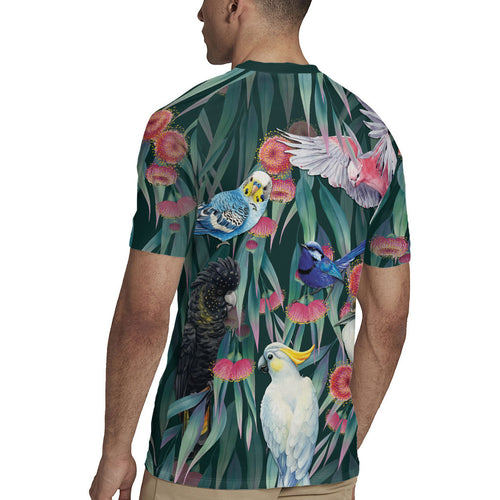 Australia Native Birds on Eucalyptus Rugby Jersey Dark Teal