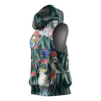 Australia Native Birds on Eucalyptus Sleeveless Hoodie Dark Teal