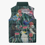 Australia Native Birds on Eucalyptus Sleeveless Puffer Jacket Dark Teal