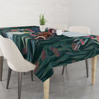 Australia Native Birds on Eucalyptus Tablecloth Dark Teal