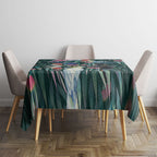 Australia Native Birds on Eucalyptus Tablecloth Dark Teal